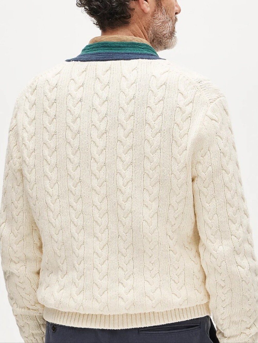 J. Crew Cable Knit V Neck Tennis Sweater, Ivory, Size, Medium, New Without Tags - Picture 3 of 3